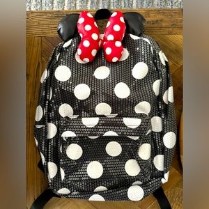 Brand New Without Tags Disney Minnie Sequins Backpack book bag